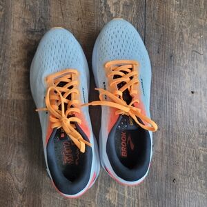 Brooks Light Gray and Bright Orange Running Shoes